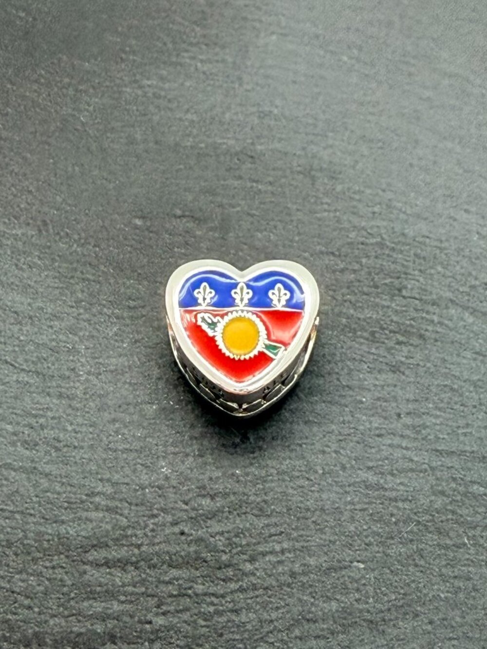 Pandora Guadeloupe Flag Heart Charm Sterling Silver Jewelry